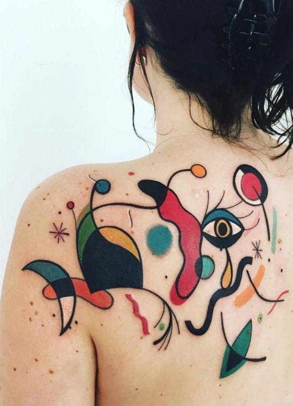 Bright Loud Artsy Back Tattoo