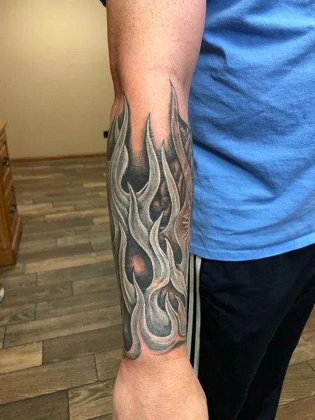 Forearm Flame Tattoo