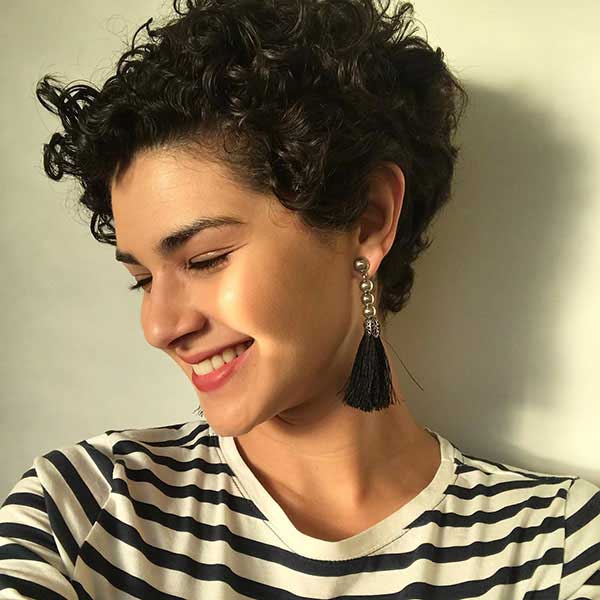 Very Short Curly Hairstyle for Round Faces