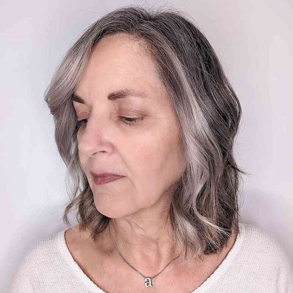 neck length layered hair with waves for a 60 year old lady